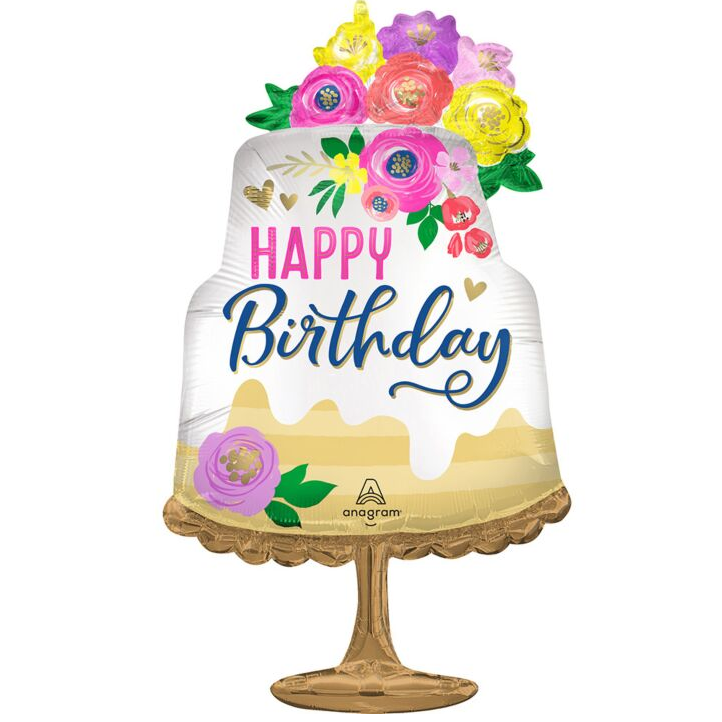 Artful Floral Birthday Mylar, 32in