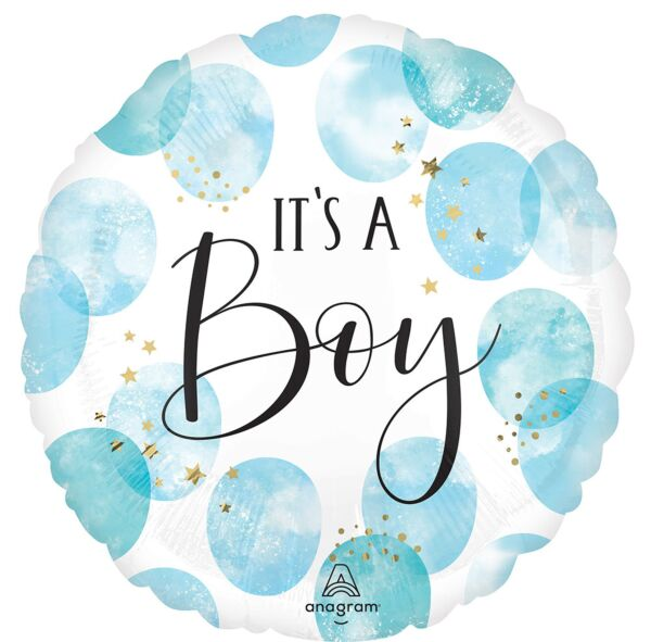 Baby Boy Watercolor Mylar, 17in