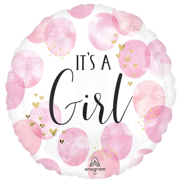 Baby Girl Watercolor Mylar, 17in