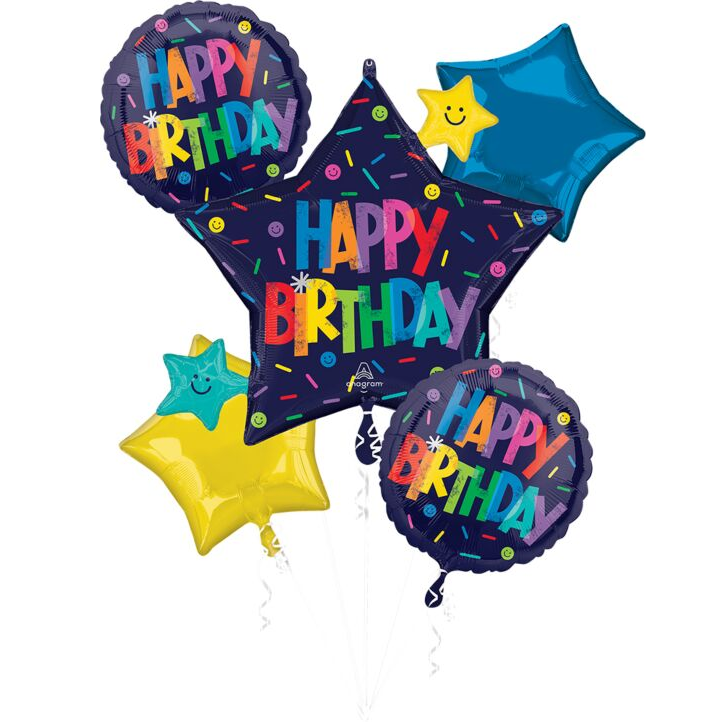 Bold Birthday Mylar Bouquet, 5pc