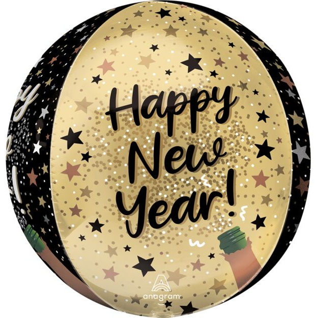 Sparkling New Year Orbz Mylar, 16in