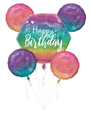 Sparkle Birthday Mylar Bouquet, 5pc