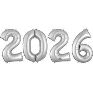 Silver 2026 Mylar Bouquet, 4pc