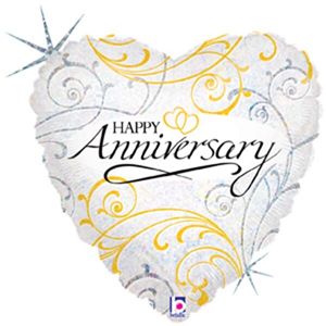 Happy Anniversary Holographic Mylar, 18in