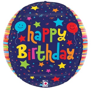 Happy Birthday Stars and Streamers Orbz Mylar, 15in