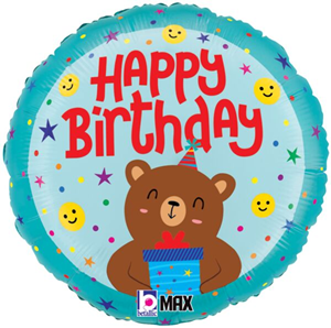 Happy Birthday Smiley Bear Mylar, 18in