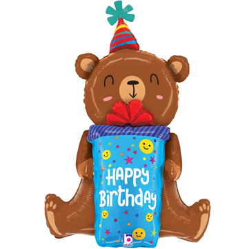 Happy Birthday Smiley Bear Mylar, 34in