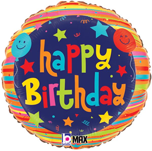 Happy Birthday Stars and Streamers Mylar, 18in