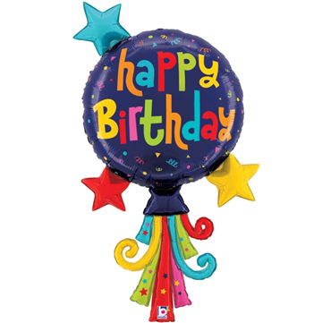 Happy Birthday Stars and Streamers Mylar, 40in