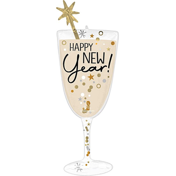 Bubbly Happy New Year Glass Mylar, 40in