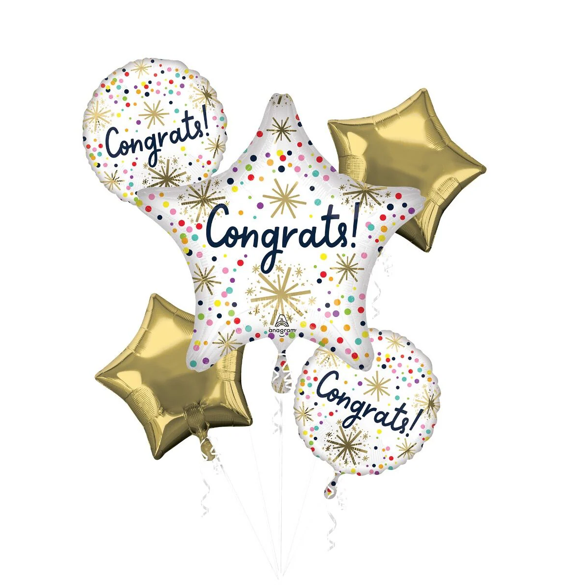 Confetti Sprinkle Congrats Mylar Bouquet, 5pc