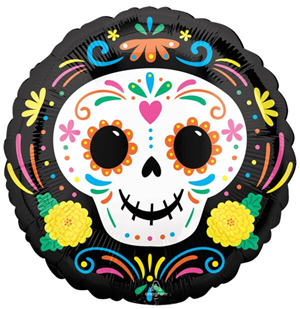 Day of the Dead Skull Mylar, 17in