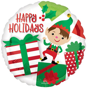 Happy Holidays Elf Mylar, 17in