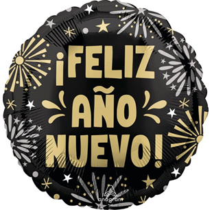 Feliz Ano Nuevo Fireworks Mylar, 17in