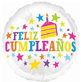 Feliz Cumpleanos With Stars Mylar, 17in