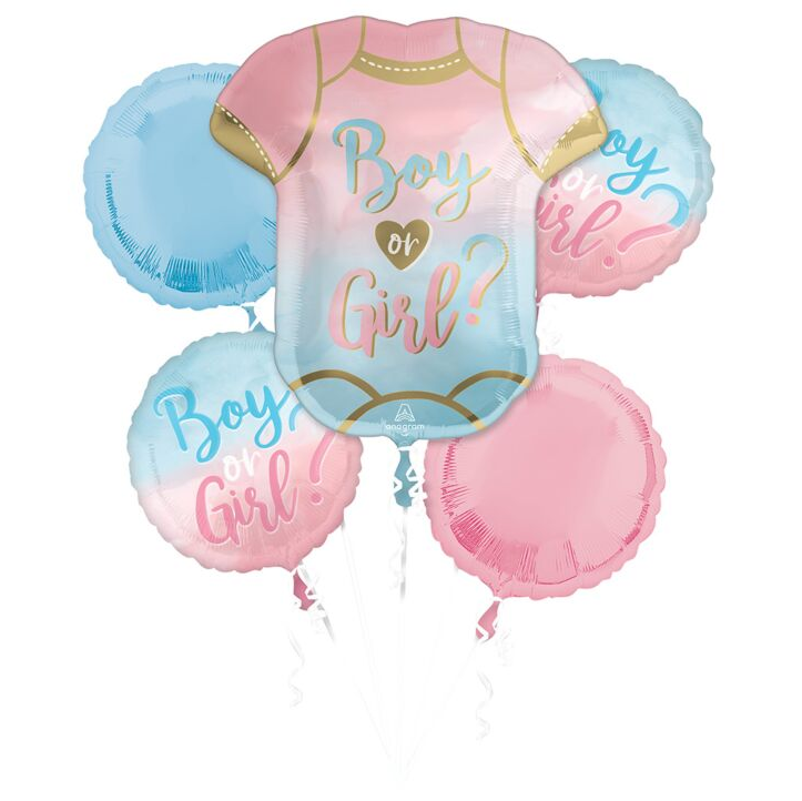 Gender Reveal Mylar Bouquet, 5pc