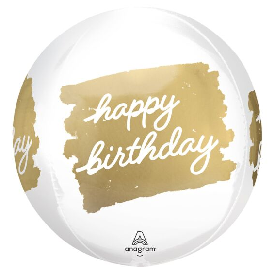 Golden Birthday Orbz Mylar, 16in