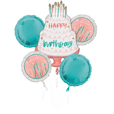 Happy Cake Mylar Bouquet, 5pc