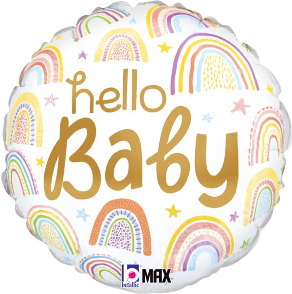 Hello Baby Rainbows Mylar, 18in