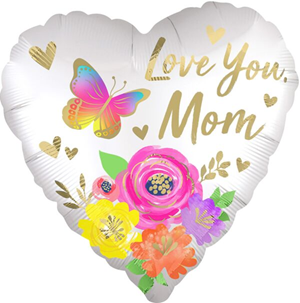 Love You Mom Satin Floral Mylar, 18in
