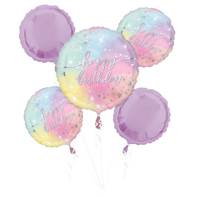 Luminous Birthday Mylar Bouquet, 5pc