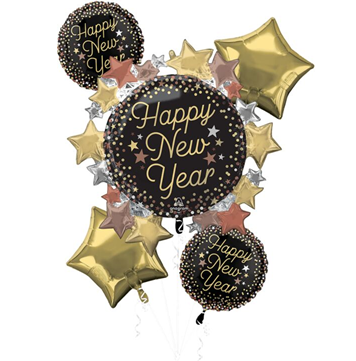 Luxe Happy New Year Mylar Bouquet, 5pc