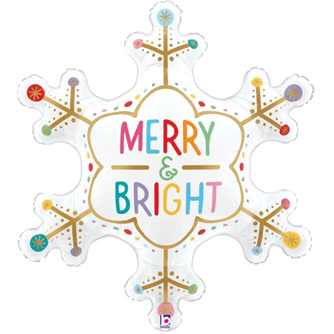Merry and Bright Snowflake Mylar, 31in