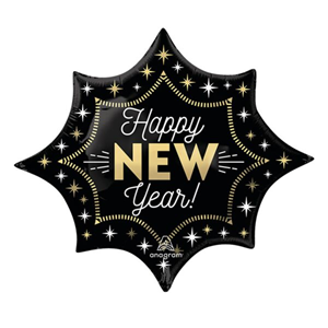 Happy New Year Midnight Glam Mylar, 35in