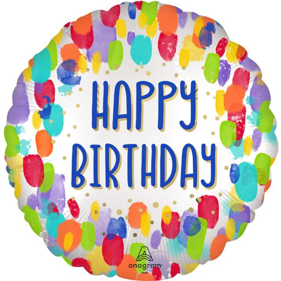 Painterly Dots Birthday Mylar, 18in