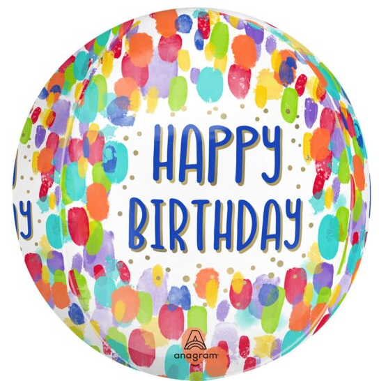 Painterly Dots Birthday Orbz Mylar, 16in