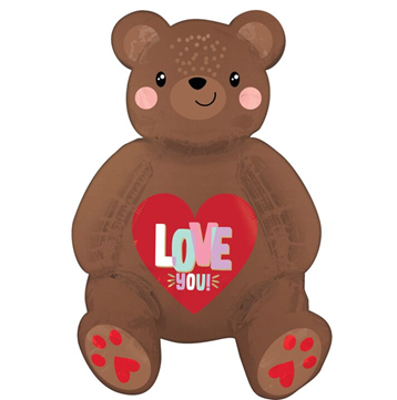 Air Filled Satin Love Bear Sitter Mini AirLoonz, 20in