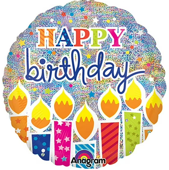 Shimmering Birthday Candles Mylar, 32in