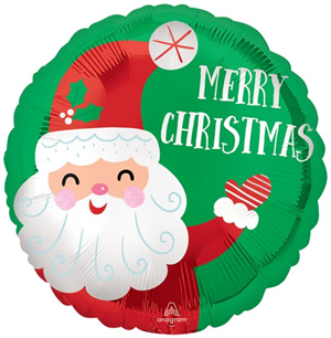 Smiley Santa Christmas Mylar, 18in