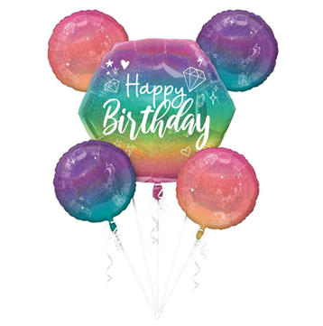 Sparkle Birthday Mylar Bouquet, 5pc