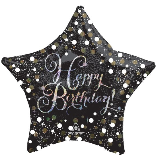 Sparkling Birthday Holographic Mylar, 28in