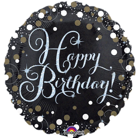 Sparkling Birthday Holographic Mylar, 18in