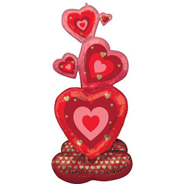 Air Filled Stacking Hearts AirLoonz, 55in