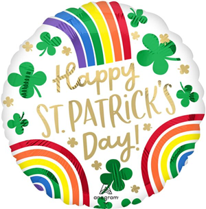 St. Patrick's Day Rainbows Mylar, 17in