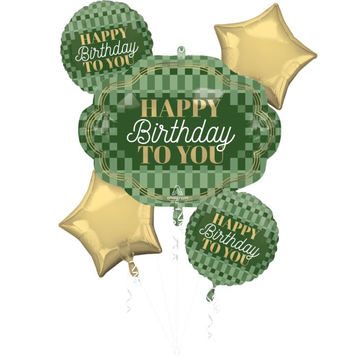 Stylish Sage Birthday Mylar Bouquet, 5pc