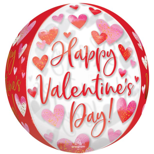 Happy Valentine's Day Watercolor Orbz Mylar, 16in