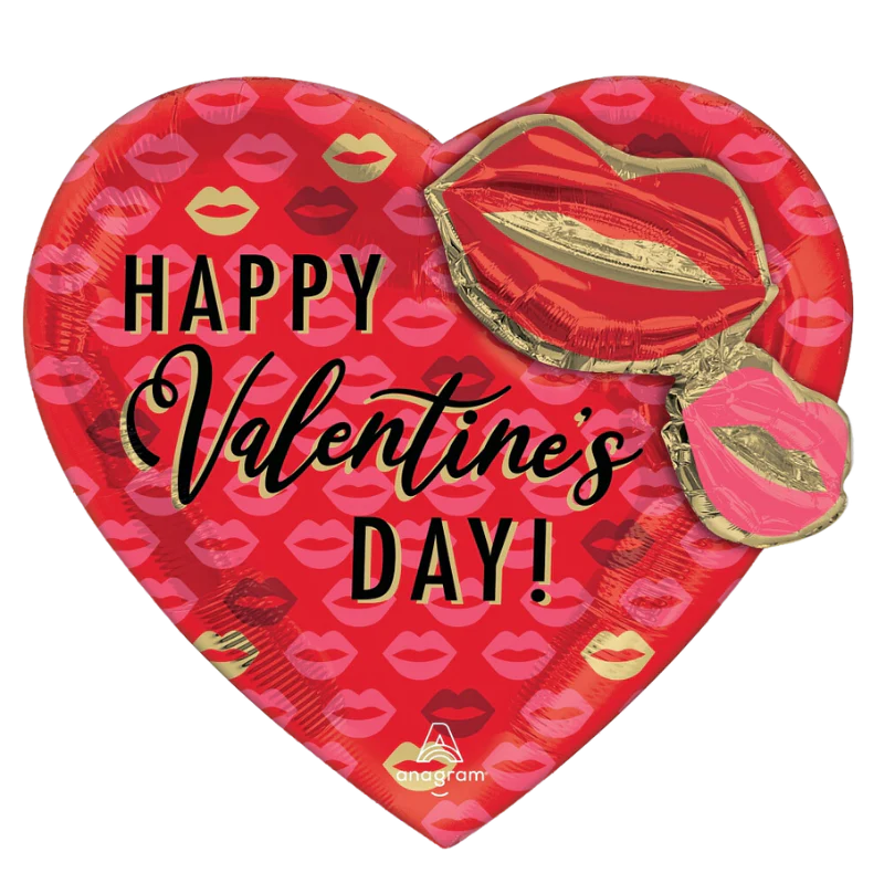 Happy Valentine's Day Lips Mylar, 28in